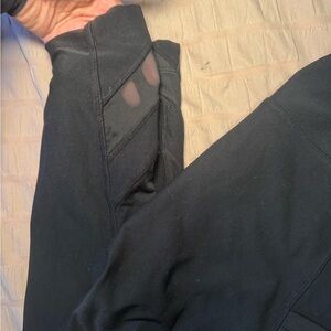 Black Athletic Leggings with Mesh Panel